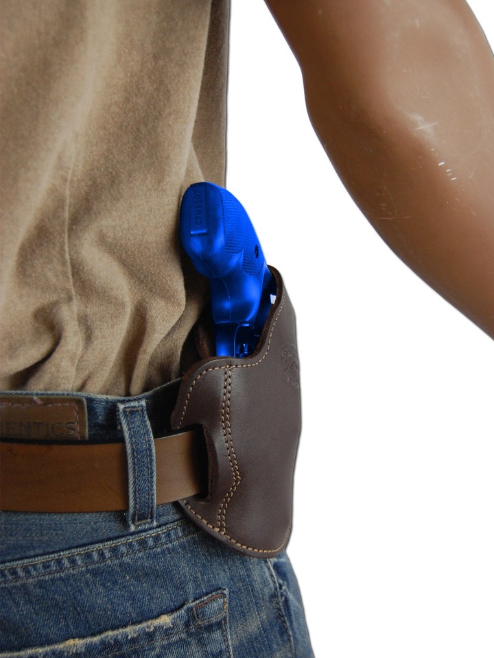 Barsony Brown Leather Pancake Holster For S&W 2" Snub Nose Revolvers - OWB