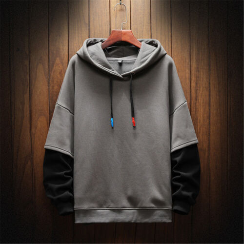 Mens Casual Hooded Coat Hip Hop Sweatshirt Baggy Hoodie Fashion Sweater - Picture 1 of 17