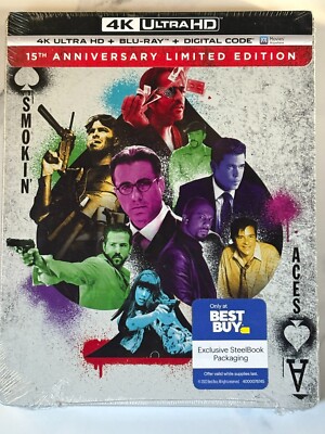 SMOKIN  ACES 4K Ultra HD Blu-ray Digital 15th Anniversary Best Buy SteelBook New