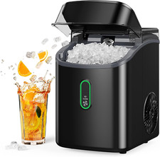 Nugget Ice Maker Countertop, Pebble Ice Maker with Soft Chewable Ice, One-Click