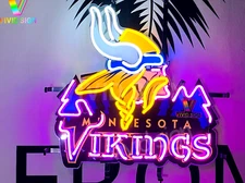 Minnesota Vikings Logo Neon Light Sign Lamp 17"x17" With HD Vivid Printing