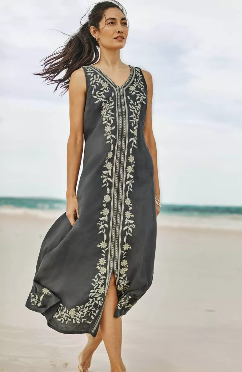 J. Jill ~ 2X ~ NEW Luxurious Pure Jill Embroidered Linen Maxi Dress ~ NWT  (2A1)