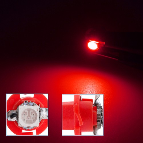 10Pcs T5 B8.4D 5050 1 SMD LED Red Dashboard Dash Gauge Instrument Light Bulbs - Picture 3 of 5