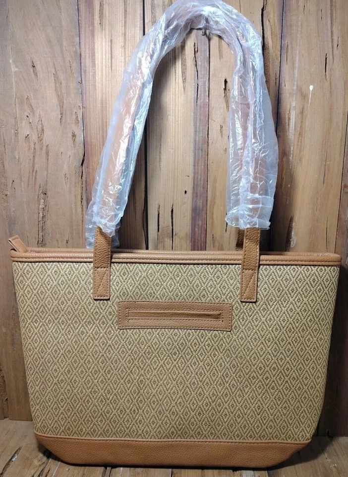 Bolso de hombro Thirty One Little Dreamer de paja natural azul claro nuevo con etiquetas  Foto 2 de 4