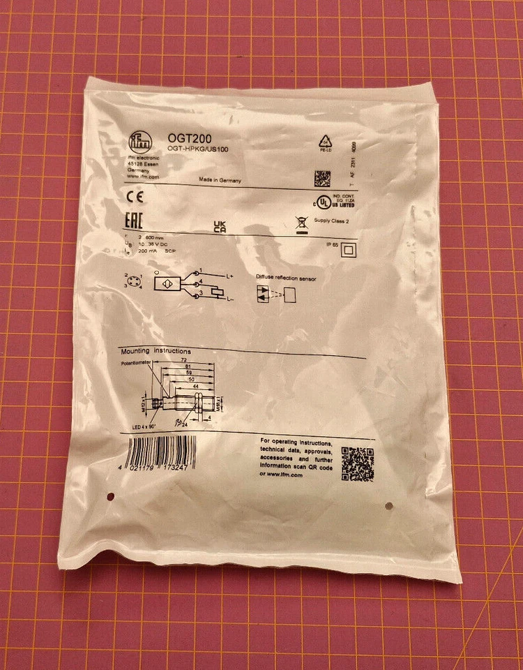 IFM Reflexlichttaster OGT200 OGT-HPKG/US100 Neu+OVP, 4021179173247