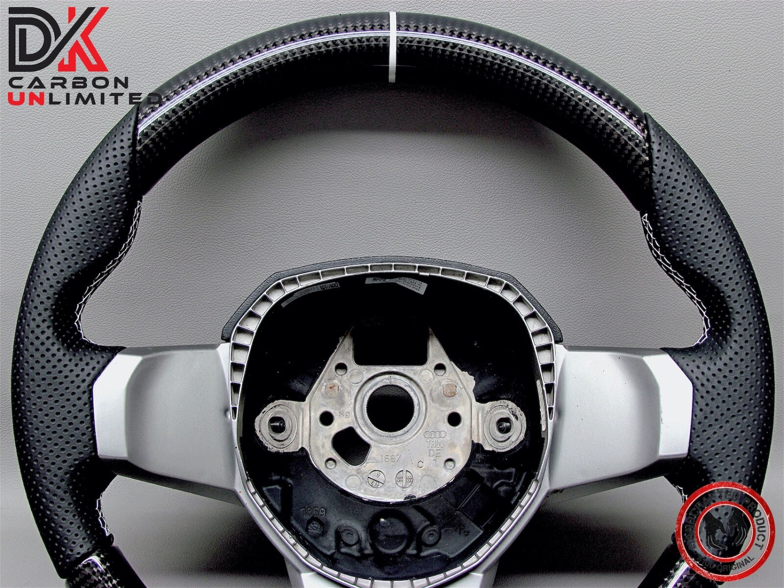 Lamborghini Aventador SVJ63 LP700Perforated White Ring Carbon Steering Wheel v4
