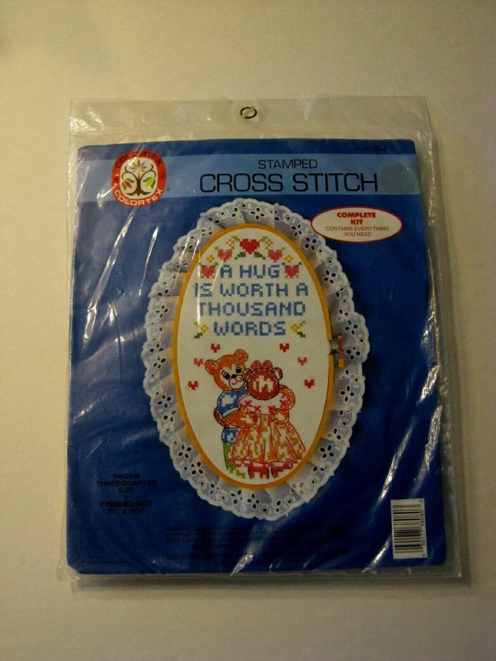 Colortex: Kit Punto de Cruz Estampado "Un Abrazo vale Mil Palabras" NUEVO Foto 4 de 4