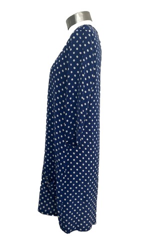 Equipment 100% Silk Blue & White Polka Dot Spotty Shift Dress 3/4 Sleeve M UK 12 - Picture 5 of 10