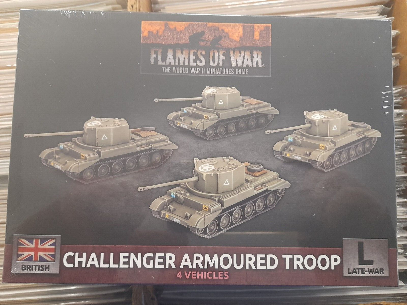 FLAMES OF WAR BRITISH CHALLENGER ARMOURED TROOP - NEW AND SEALED