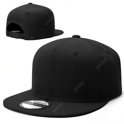 Premium Snapback Hat Flat Bill Baseball Cap Trucker Solid Blank Adjustable CS