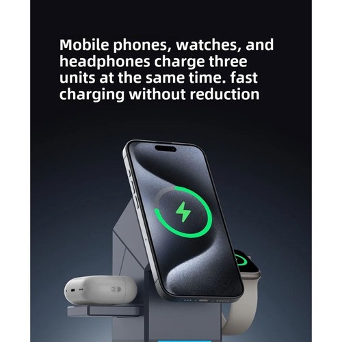 Magnetic Wireless Charger Fast Charging for Android iPhone16 15 iWatch Airpods - Photo 3 sur 7