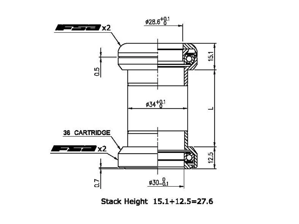 FSA Orbit Equipe EC34/28.6 - EC34/30 Threadless 1-1/8" Headset W/Top Cap - Image 4 of 4