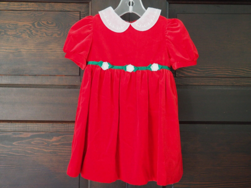 VTG Florence Eiseman Red Velvet Silk Crinoline Winter Holiday Party Dress 24mo - Picture 1 of 7