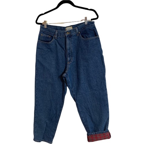 LL Bean Relaxed Fit Flannel Lined Denim Blue Jeans Womens 16P Petite eBay