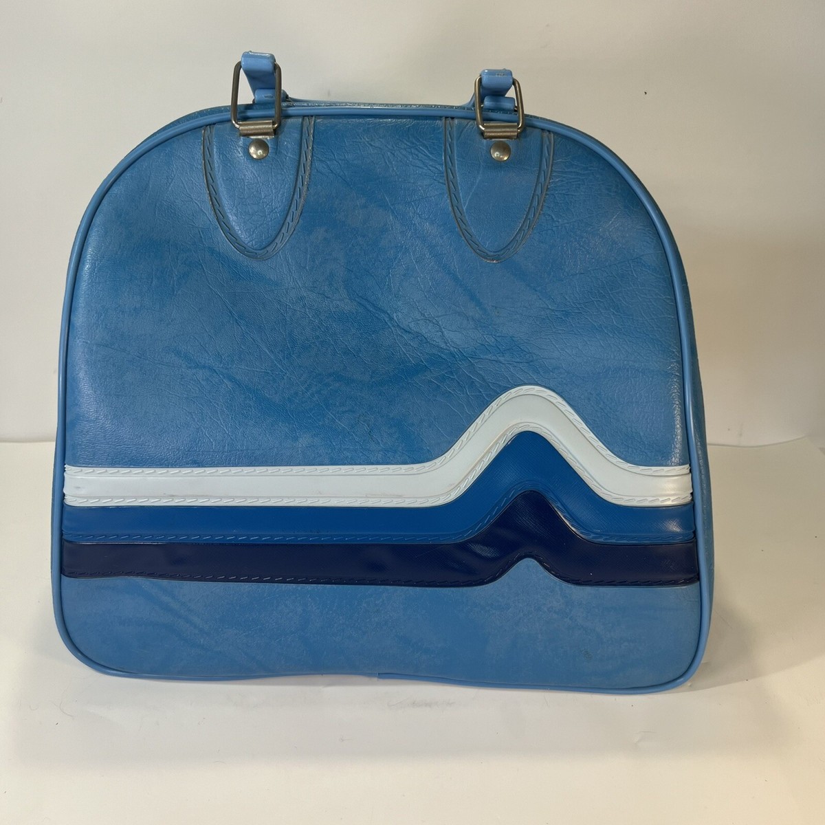 Vintage Brunswick Bowling Ball Bag with Ball Rack Blue Tricolor