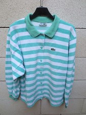Veste gilet LACOSTE Devanlay rayé vert balnc femme 40 made in France