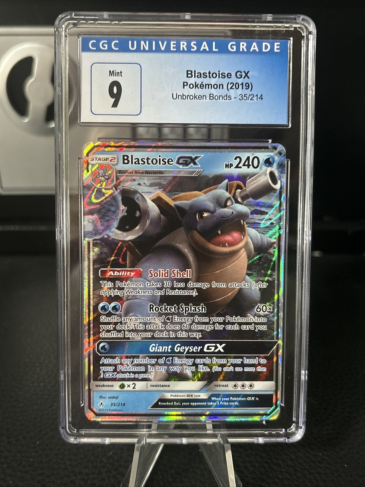 Pokemon Unbroken Bonds Blastoise GX 35/214 CGC 9