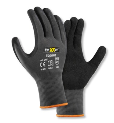 2431 texxor Nylon-Strickhandschuhe Nitril besandet 12- 144 Paar Gr 7-11