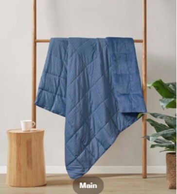CLEAN SPACES Quilted Throw ~ 50 in. x 60 in ~ Heath Blue ~ NWT MSRP $60