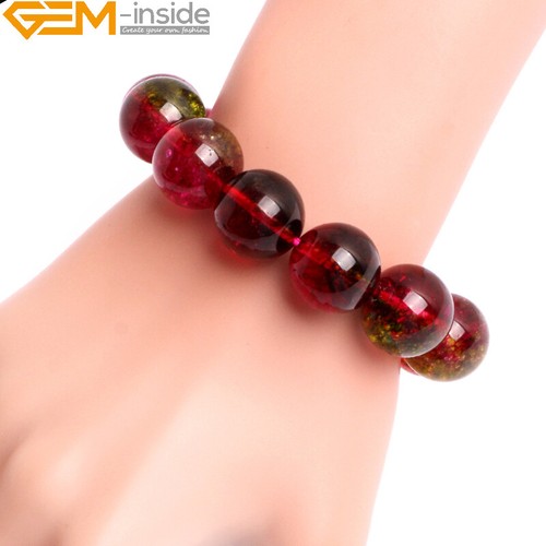 Brazalete Dije Natural Crackle Turmalina Rosa Fresa Elástico Pulsera - Imagen 72 de 88