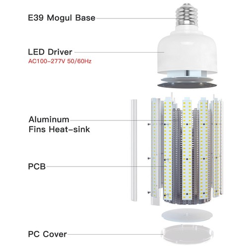 5K 54W LED Corn Light Bulb 200 W MH / HPS Equal for Basement Workshop Daylight - Picture 9 of 11