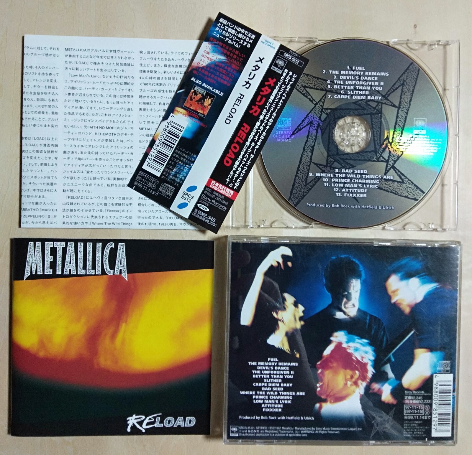 (Thick Case) METALLICA - Reload - 1997 JAPAN CD OBI ** FLOTSAM AND JETSAM