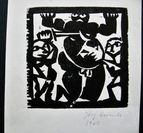 JÖRG HERMLE 1936 BERLINO. 6 TAGLI IN LEGNO del 1960, firmati. - Foto 5 di 8