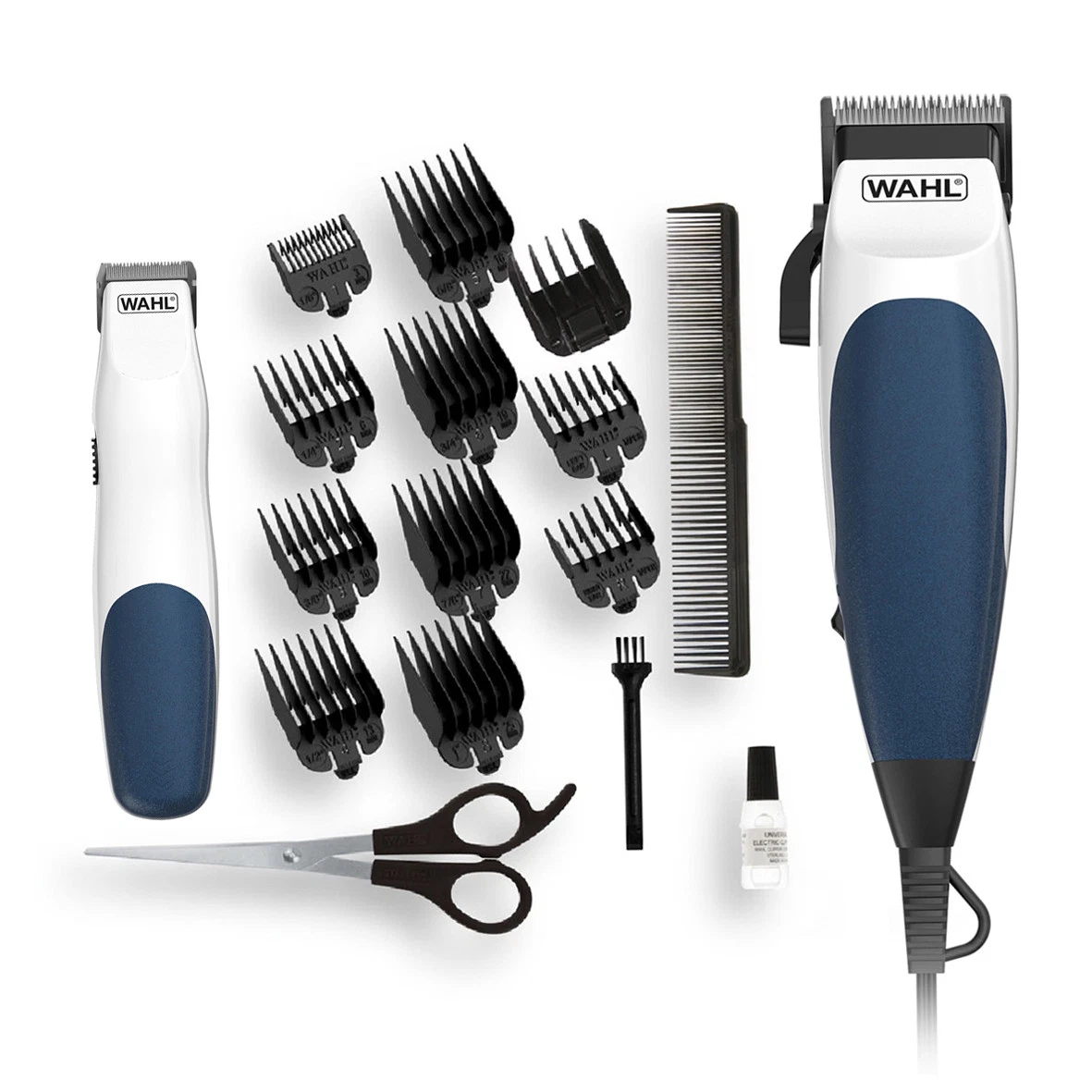 WAHL BLUE HOMECUT COMBO Hair Clipper Bonus Battery Trimmer Home Cutting Kit