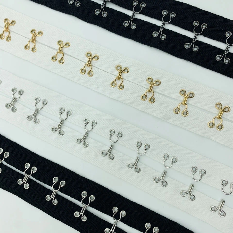 Cinta de sarga de algodón con ribete de gancho y ojo de 3 yardas para corsé sujetador coser artesanía larga Foto 3 de 4