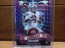 2021 Panini Prizm Draft Picks Justin Fields Crusade Rookie PURPLE Wave # 163