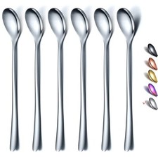 Long Handle Spoon, Coffee Stirrers, Premium Stainless Steel Spoons Set of 6