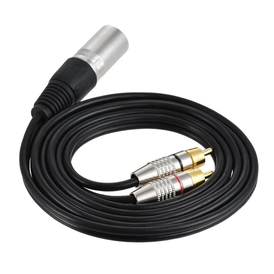 RCA Male Plug to XLR 3 Pin Male Jack Speaker Cable Connector Adapter Cord 5M - Image 4 of 4