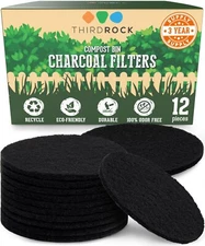THIRD ROCK - 12 CHARCOAL FILTER FOR COMPOST 1.3 GALLON BUCKET 6.5" - SEALED