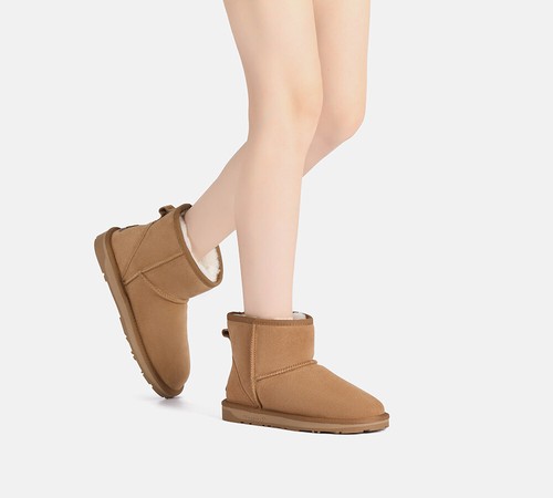 EVERAU® UGG Boots Genuine Sheepskin Wool Suede Ankle Mini Classic Nonslip Boots - Picture 31 of 39