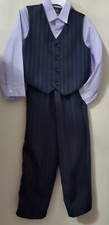 Boy's 3 Piece Set: Vest, Shirt  Dress Pants Stripe Suit Size 4