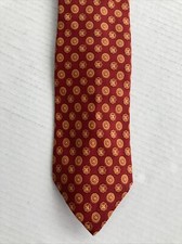 London 400 Men's Vintage Necktie Tie Silk Made in USA Red Orange Circle Wide