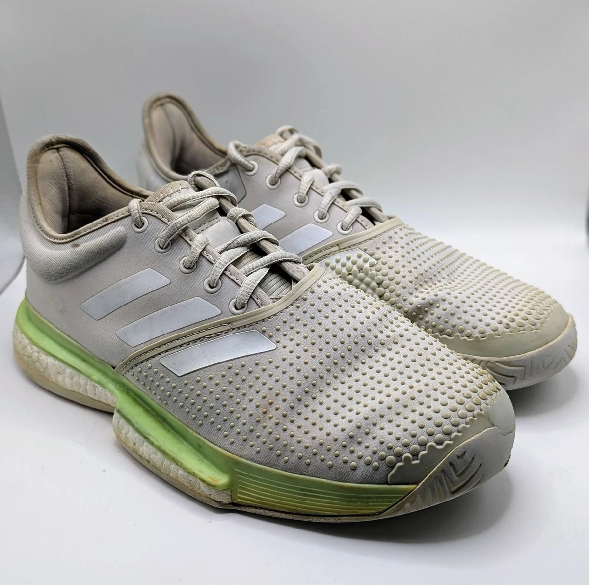 dans Gnide Labe Adidas SoleCourt Boost Gray &amp; Mint Green Womens Size 8.5 Tennis Shoe  SEE PHOTOS | eBay