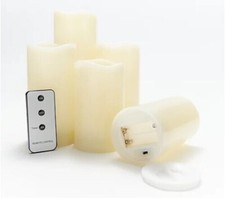 Home Reflections Set of 5 Indoor / Outdoor Flameless Pillar Candles in White