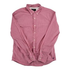 American Eagle Red Gingham Shirt Men Long Sleeve Athletic Fit Button Down Size L