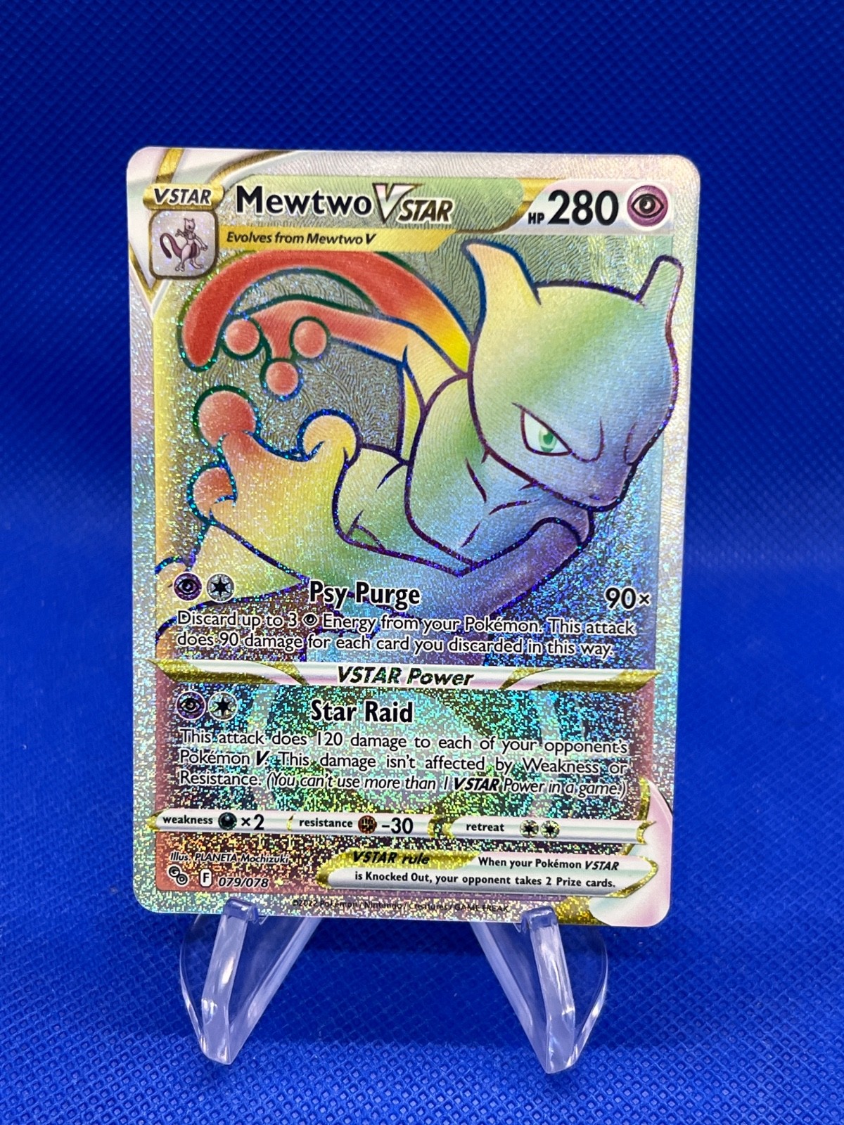 Pokemon Pokemon GO Mewtwo VSTAR 079/078 79/78 Rainbow Secret Rare NM