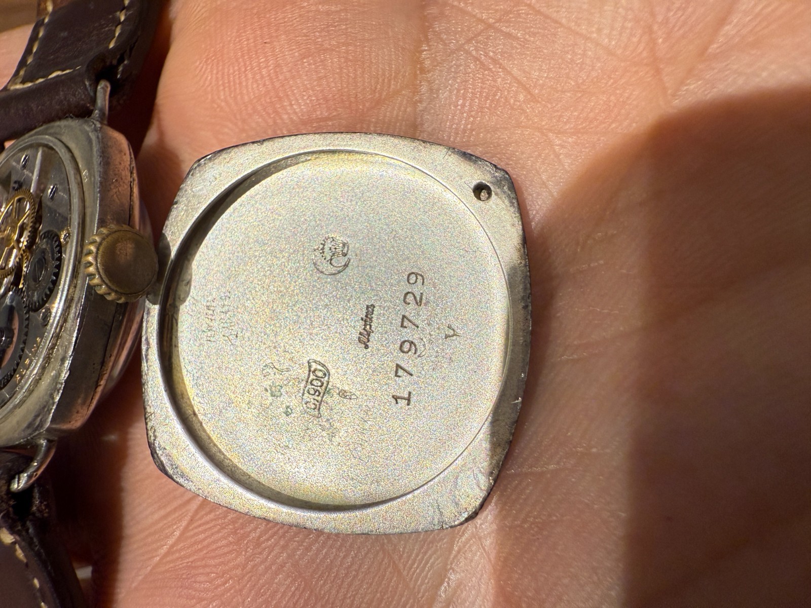 Antique Triple Signed Alpina Silver Watch