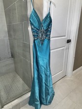 Turquoise Blue Beaded Prom Special Occasional Formal Dress size Small 4
