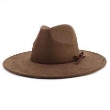 Fedora Hat for Women and Men, Classic Winter Wide Brim Felt Panama Hat Adjust...