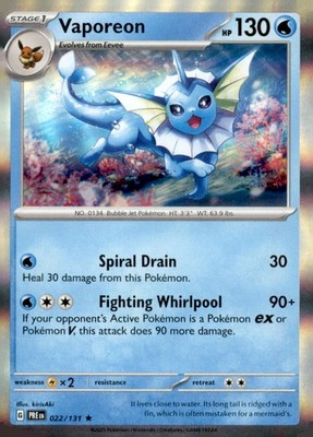 Vaporeon 022/131 Holo Rare Prismatic Evolutions Pokemon Near Mint