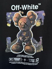 OFF-WHITE Men?s T-Shirt XXL Black Teddy Bear Back Print and Logo to Chest.