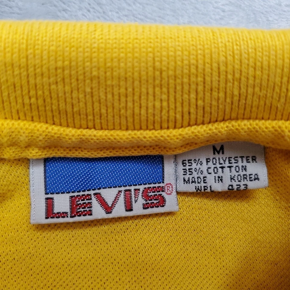Vintage Levis Shirt Mens Medium Gold Polo Button Big E Embroidered Sleeve Retro - Image 3 of 4