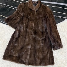 Cappotto vintage pelliccia visone pastello lunghezza media marrone taglia unica L equivalente Giappone