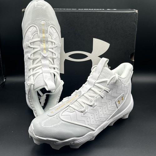 Botines de béisbol Under Armour para hombre talla 10,5 UA Harper 9 RM blanco metálico dorado - Imagen 2 de 11