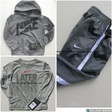 Nike Boys 2T Winter 3pc Track Pants Hoodie Sweatshirt 100 Grey Gray NEW