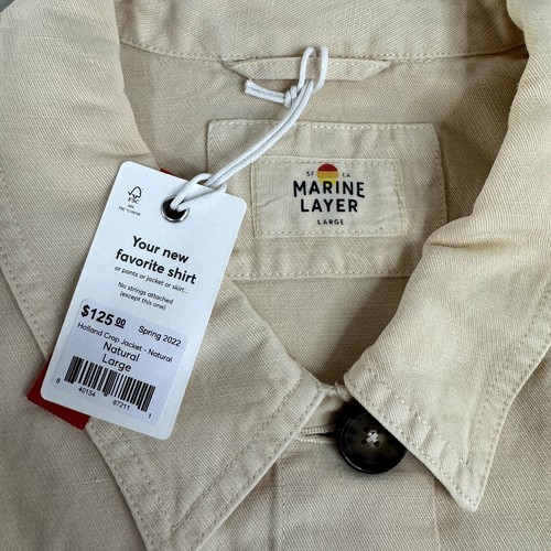 Women's Marine Layer Cream Holland Crop Long Sleeve Linen Blend Casual Jacket L - Picture 4 of 7